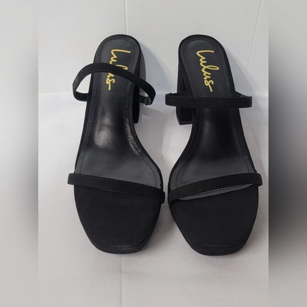 Lulus Rimona Black Suede High Heel Slide Sandals Womens Size 10 New